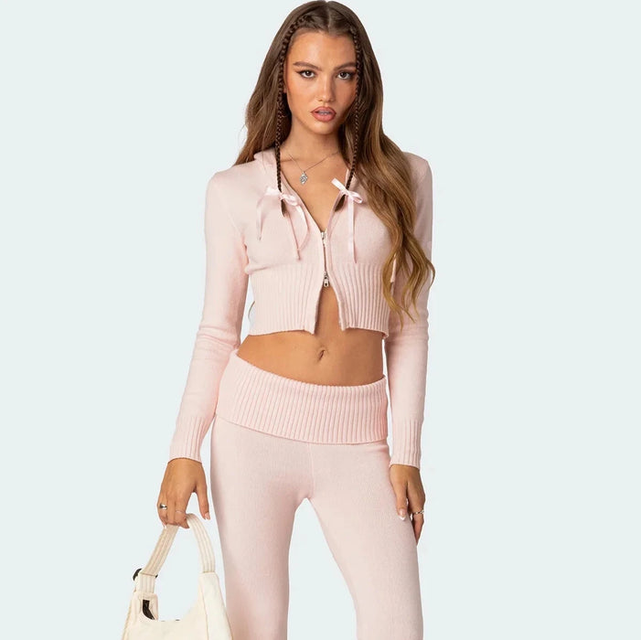 Fleur - Zip Up Hoodie, Low Rise Pant Set